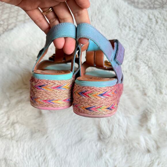 L'Artiste Spring Step‎ Sandals Wedges Tempest Blue Floral Festival Size 37 - Picture 5 of 8